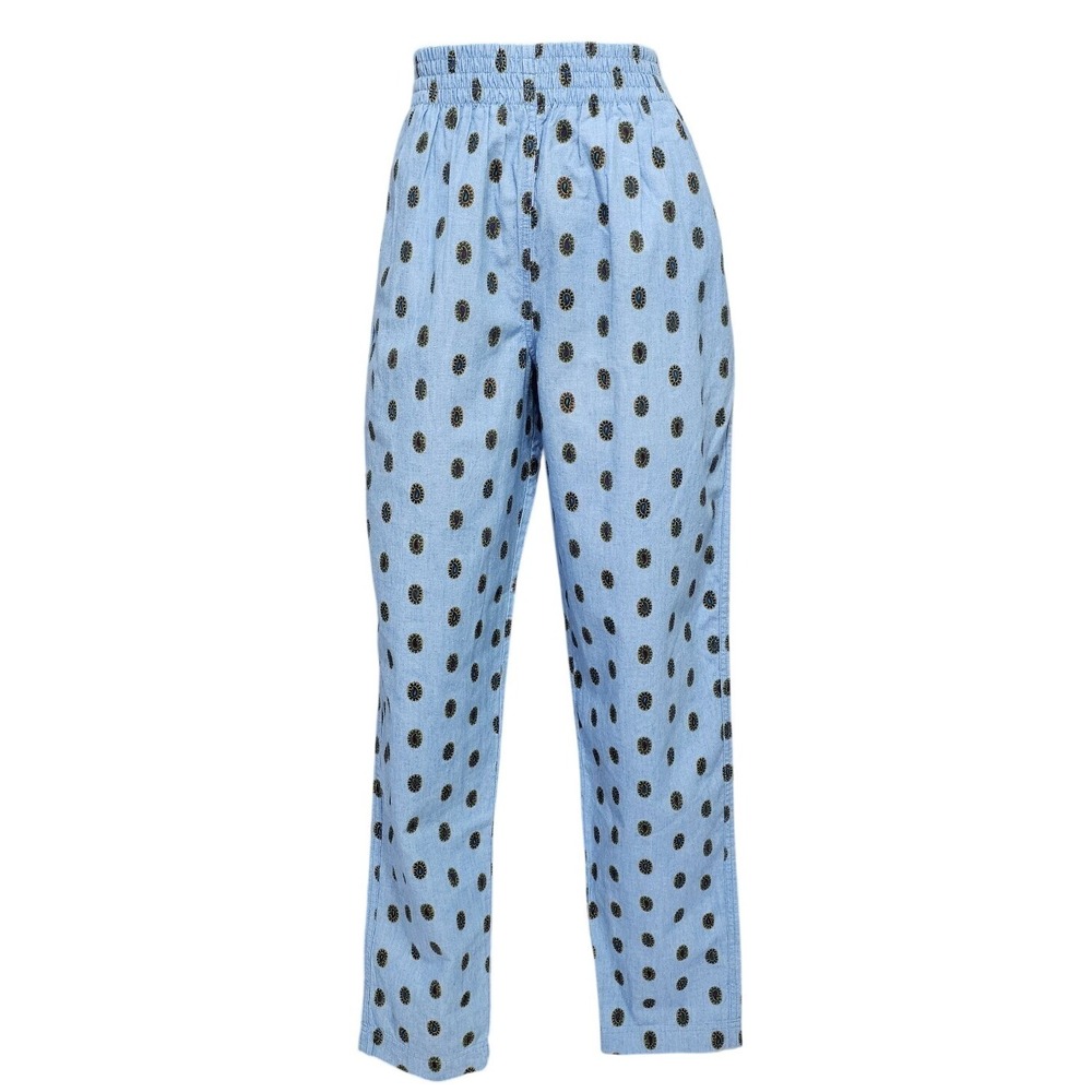 Chaus Sport Vintage Paisley Medallion High Waist Cotton Pants Blue Womens S Boho